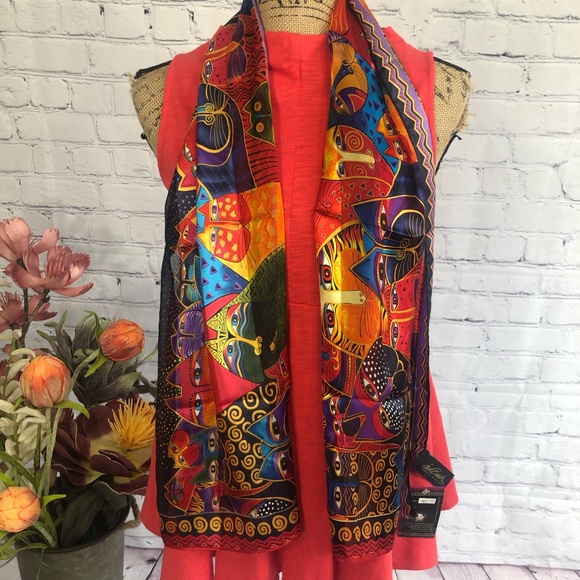 Laurel Burch Accessories - Laurel Burch Fantastic Cat Silk Scarf NWT
